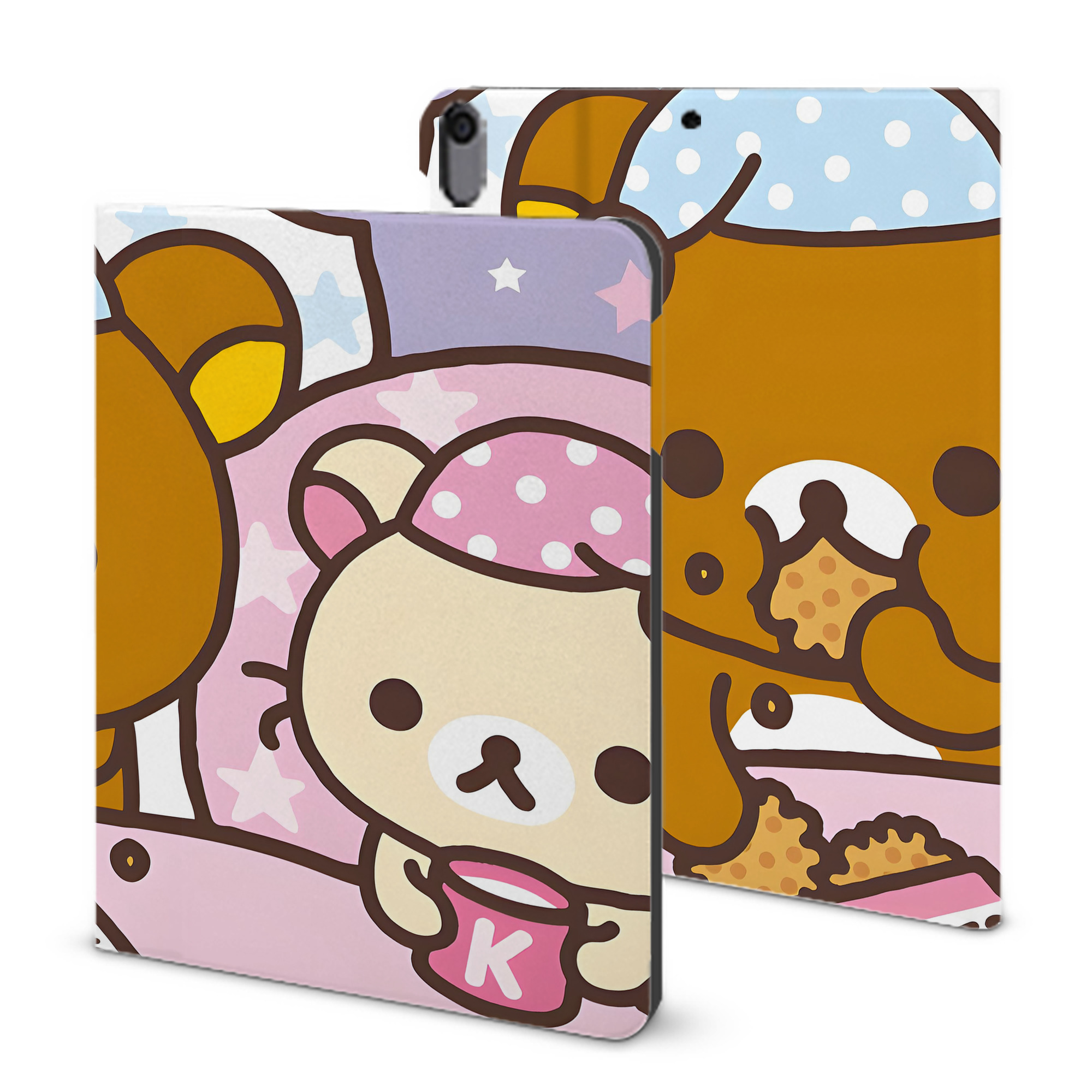 （画像用） リラックマ リラックマ キイロイトリ Rilakkuma Korilakkuma Kiiroitori IPad ケース ブック型 PUレザー TPU 耐衝撃 軽量 薄型 ペン収納なし 全面保護 IPad 各モデル対応